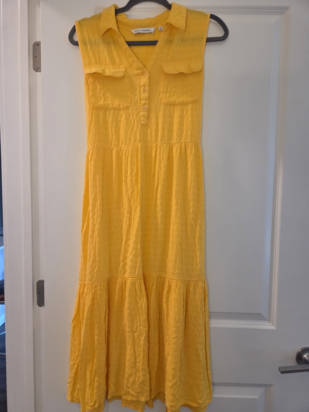 Emily Daniels Yellow Sleeveless Tiered Maxi Dress Size Small